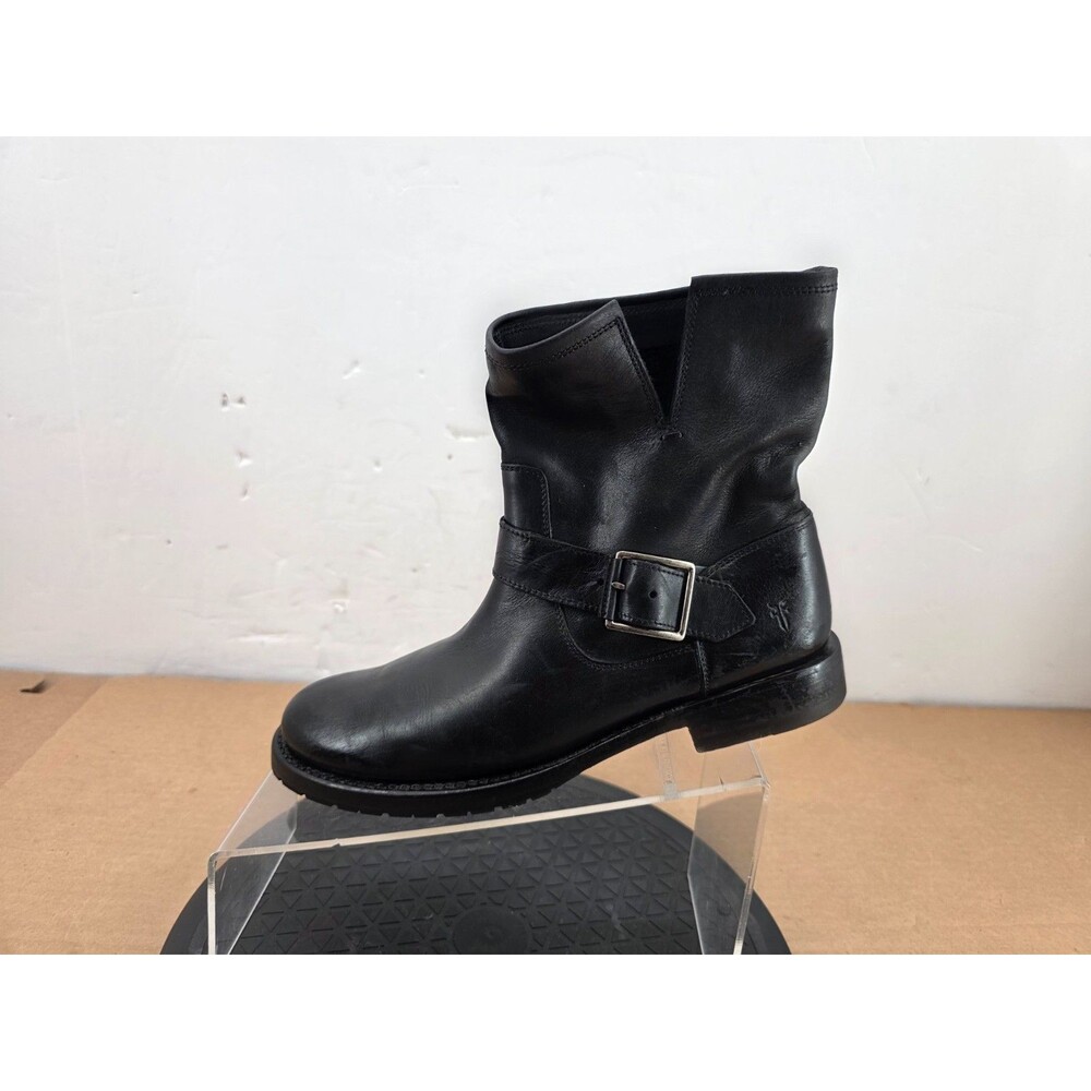 Frye Natalie Engineer Short Ankle Boots Women 's Size 7 B  Black Leather Biker - Picture 5 of 13